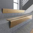 Light Bronze raked back aluminium stair nosing 62x55mm with Light Bronze Aluminium infill, fitted to a concrete step
