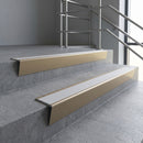 Light Bronze raked back aluminium stair nosing 62x55mm with Polar Grey Castellated infill, fitted to a concrete step