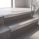 Square edge with ramped back aluminium stair nosing, 70mm tread, everest (light grey) exterior grip insert, mill finish finish