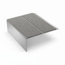 Ramp back twin channel aluminium stair nosing 93 x 38mm in Satin Silver, two Everest gritted Exterior Grip inserts