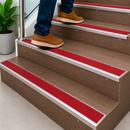 Anti-slip aluminium stair nosing ramp profile with red insert