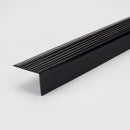 Black 40x25mm self adhesive PVC stair nosing angle profile with ribbed tread face