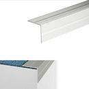 Light Gray Anodised Aluminium Self Adhesive Non Slip Ribbed Treads Stair Nosing Edge