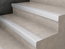 Profile view of the 44mm aluminium step nosing showing its grooved anti-slip surface