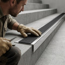 Heavy Duty Square Aluminium Stair Nosing with Single Insert, 3.22m Length, 32mm Riser, Slip-Resistant for Medium Carpets & Smooth Flooring