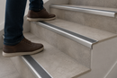 Silver aluminium bullnose stair nosing with anti-slip insert