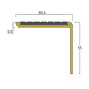 Solid Brass Stair Nosing with Carborundum Insert, Stock Lengths