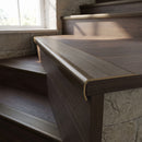 Solid Brass Bullnose Stair Nosing 45mm Tread 30mm Nose in antique bronze finish fitted on a step edge