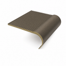 Antique brass 89mm ribbed bullnose stair nosing in a warm brown finish on a white background