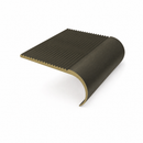 Antique bronze 89mm ribbed bullnose stair nosing in a dark near-black finish on a white background