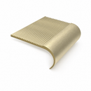 Satin brass 89mm ribbed bullnose stair nosing with brushed finish on a white background