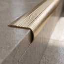 Solid Brass Ridged Stair Nosing, Custom Lengths 250-2800mm professionally fitted in use