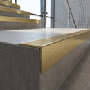Solid Brass Stair Nosing 45mm Tread Square Front Profile in satin brass finish fitted on a step edge