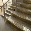 Antique Brass finish with Polished Brass insert - 59.5mm solid brass raked front single channel stair nosing fitted to a stone step