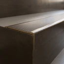 Solid Brass Stair Nosing 62mm Ribbed Tread Raked Back in antique brass finish fitted on a step edge