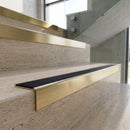 Solid Brass Stair Nosing with Carborundum Insert, Custom Lengths professionally fitted in use