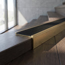 Solid Brass Stair Nosing with Carborundum Inserts, Custom Lengths professionally fitted in use