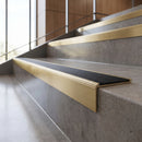 Solid Brass Stair Nosing with Carborundum Inserts, Custom Lengths professionally fitted in use