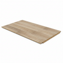 SPC rigid core click vinyl flooring plank showing oak wood-effect surface and thick click-lock edge isolated on white studio background