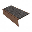 Square edge aluminium stair nosing, 46mm tread, obsidian (dark charcoal) Mor Grip insert, dark bronze finish