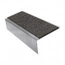 Square edge aluminium stair nosing, 46mm tread, obsidian (dark charcoal) Mor Grip insert, mill finish finish