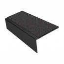 Square edge aluminium stair nosing, 46mm tread, obsidian (dark charcoal) Mor Grip insert, satin black finish