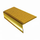 Square edge aluminium stair nosing, 46mm tread, solar (golden yellow) Mor Grip insert, mirrorflect gold finish