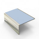 Square aluminium stair nosing, 56mm tread, aura insert, bright polished finish
