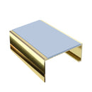 Square aluminium stair nosing, 56mm tread, aura insert, mirrorflect gold finish