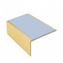 Square aluminium stair nosing, 56mm tread, aura insert, satin gold finish