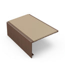 Square aluminium stair nosing, 56mm tread, beige insert, dark bronze finish