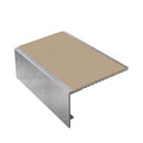Square aluminium stair nosing, 56mm tread, beige insert, mill finish finish
