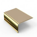 Square aluminium stair nosing, 56mm tread, beige insert, mirrorflect gold finish