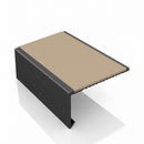 Square aluminium stair nosing, 56mm tread, beige insert, satin black finish