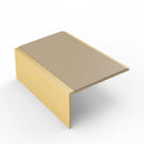 Square aluminium stair nosing, 56mm tread, beige insert, satin gold finish