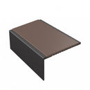 Square aluminium stair nosing, 56mm tread, brown insert, satin black finish