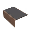 Square aluminium stair nosing, 56mm tread, dark grey insert, dark bronze finish