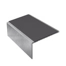 Square aluminium stair nosing, 56mm tread, dark grey insert, mill finish finish