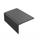 Square aluminium stair nosing, 56mm tread, dark grey insert, satin black finish