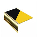 Square aluminium stair nosing, 56mm tread, hazard insert, mirrorflect gold finish
