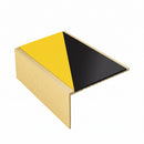 Square aluminium stair nosing, 56mm tread, hazard insert, satin gold finish