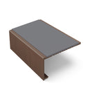 Square aluminium stair nosing, 56mm tread, mid grey insert, dark bronze finish