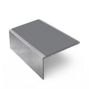Square aluminium stair nosing, 56mm tread, mid grey insert, mill finish finish