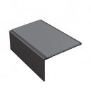 Square aluminium stair nosing, 56mm tread, mid grey insert, satin black finish