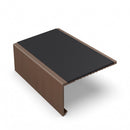Square aluminium stair nosing, 56mm tread, premium black insert, dark bronze finish
