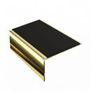 Square aluminium stair nosing, 56mm tread, premium black insert, mirrorflect gold finish
