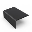 Square aluminium stair nosing, 56mm tread, premium black insert, satin black finish