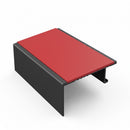 Square aluminium stair nosing, 56mm tread, red insert, satin black finish