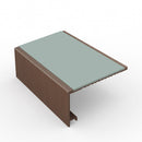 Square aluminium stair nosing, 56mm tread, sage green insert, dark bronze finish
