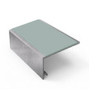 Square aluminium stair nosing, 56mm tread, sage green insert, mill finish finish